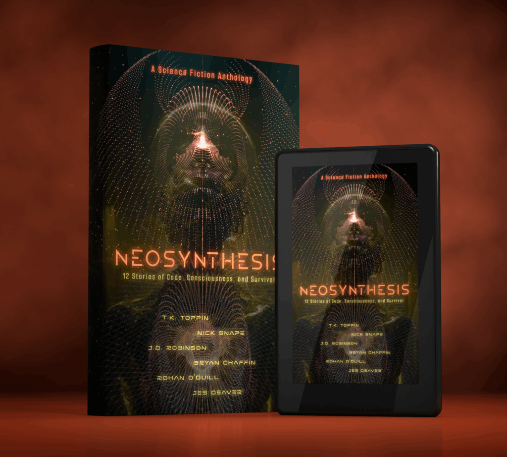 Cover reveal for Neosynthesis, a SciFi anthology with 12 short stories from six SciFi authors