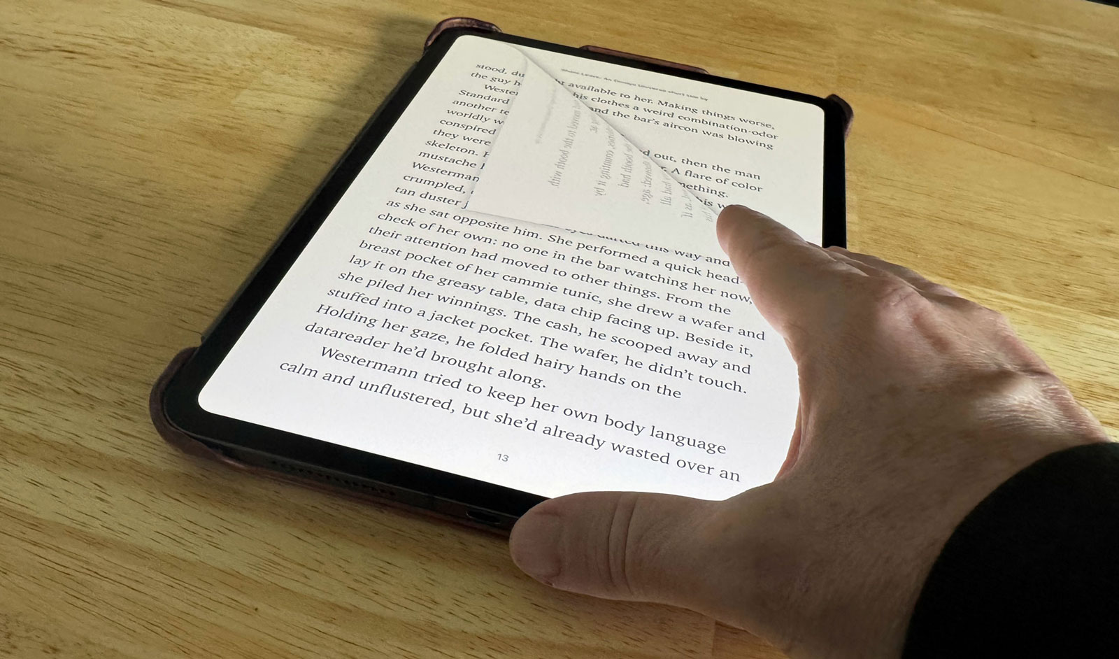 The page-curl effect, with a visible page number